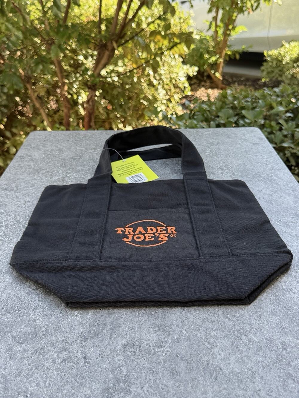 Trader Joeβs Mini Canvas Tote Bag Halloween Black Trick Or Treat NWT